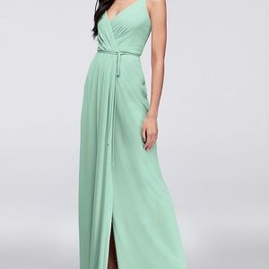 Long Mint Green Wrap Dress David’s Bridal 6